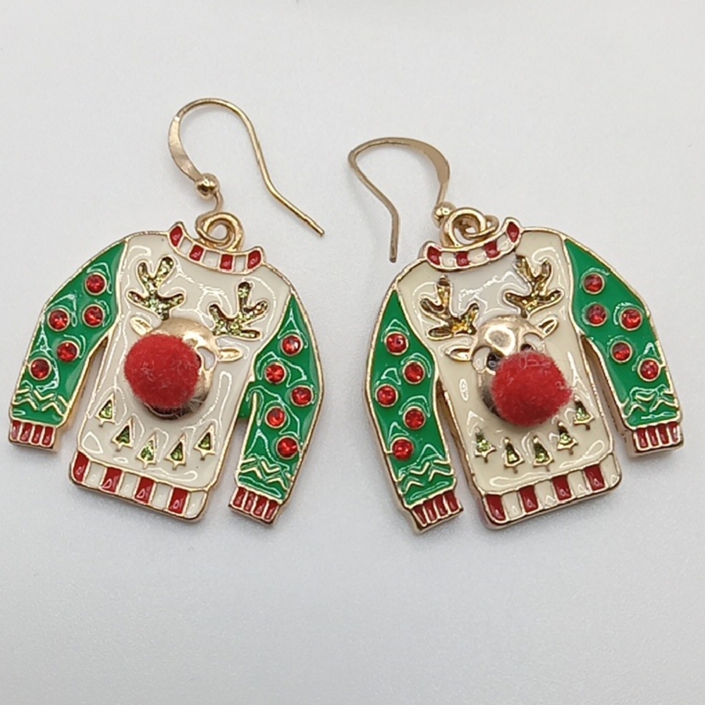 Festive Reindeer Sweater Earrings